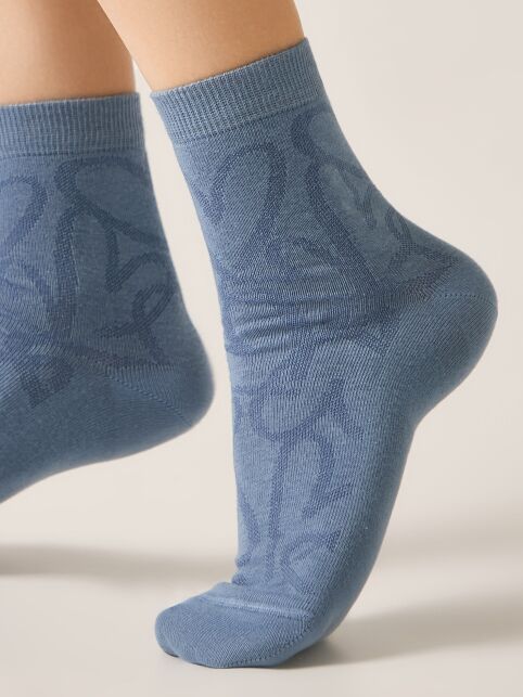 Классические хлопковые носки с рисунком «сердечки» - купить в интернет-магазине Conte