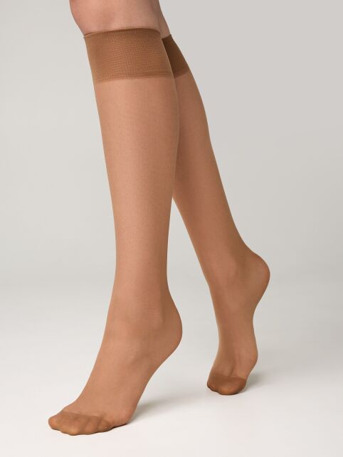 Тонкие эластичные женские гольфы TENSION SOFT 20 (1 пара в упаковке) цвет бронза - купить в интернет-магазине Conte