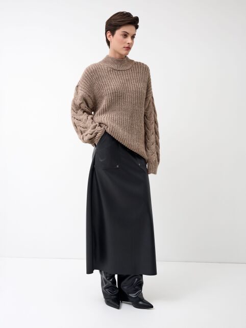 Юбка-midi из экокожи с накладными карманами LU 3282 - купить в интернет-магазине Conte