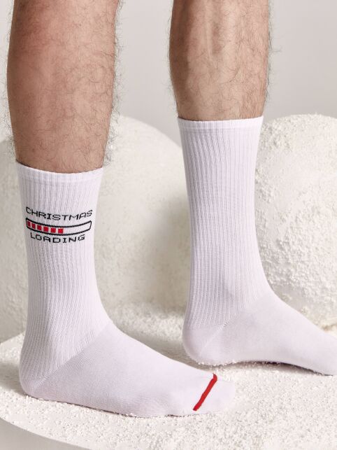 Удлиненные мужские новогодние носки с хлопком «Loading» - купить в интернет-магазине Conte