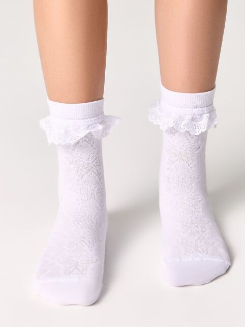 Хлопковые носки TIP-TOP с кружевной лентой, модель 078 - купить в интернет-магазине Conte