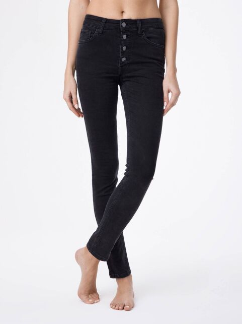 Modeling eco-friendly jeans with a high fit CON-120 - buy in the online store Conte