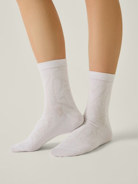 Классические хлопковые носки с рисунком «сердечки» - купить в интернет-магазине Conte