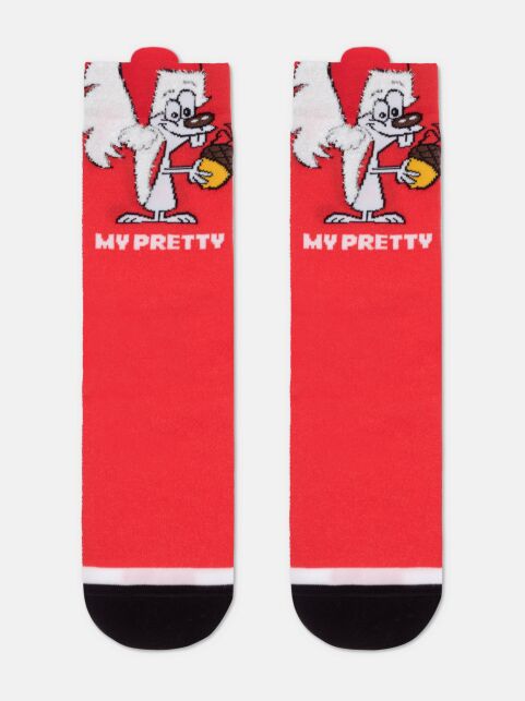 Новогодние мужские носки с пикотом "Squirrel" из объёмной пушистой нити - купить в интернет-магазине Conte