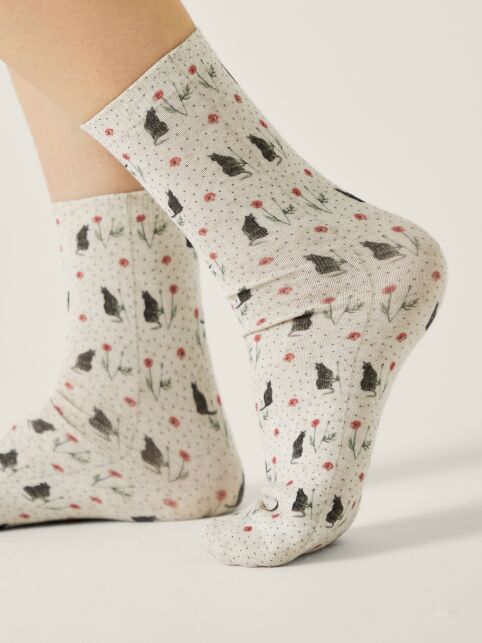Носки со льном из лимитированной коллекции BEST FRIENDS «Котики в цветах» - купить в интернет-магазине Conte