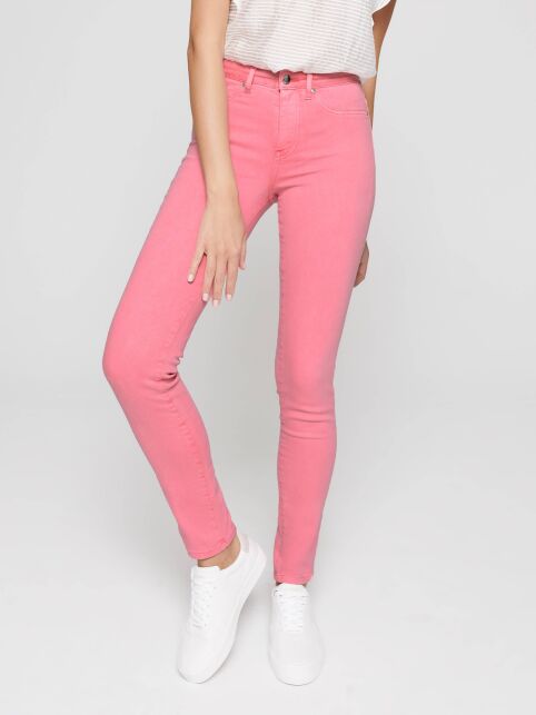 Coloured skinny high rise jeans with stonewash effect CON-236 Lycra® Coloured skinny high rise jeans with stonewash effect CON-236 Lycra® - buy in the online store Conte