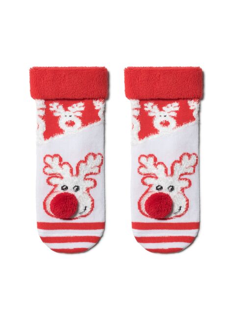 Christmas socks "Rudolph" with terry foot and lapel - buy in the online store Conte