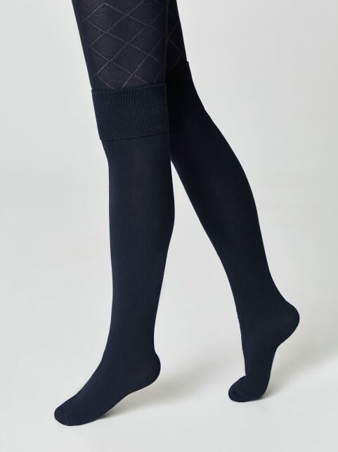 Колготки из хлопка с рисунком «ромбы» и имитацией гольфинов - купить в интернет-магазине Conte