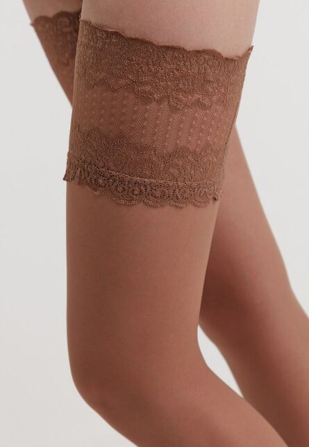Stockings with a wide openwork elastic band FLAME - buy in the online store Conte