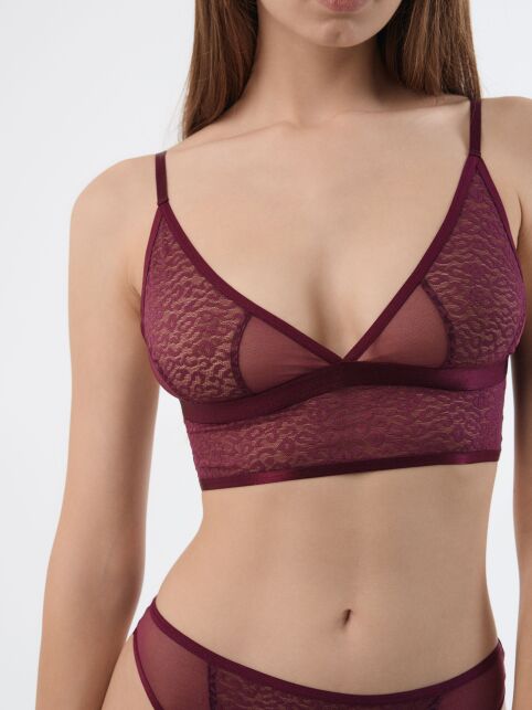 Бюстье с треугольными чашками из анималистичного кружева и сетки SAVAGE LBE 2533 - купить в интернет-магазине Conte