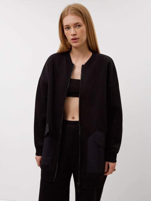 Удлинённый джемпер из футера на молнии LJ 3225 - купить в интернет-магазине Conte