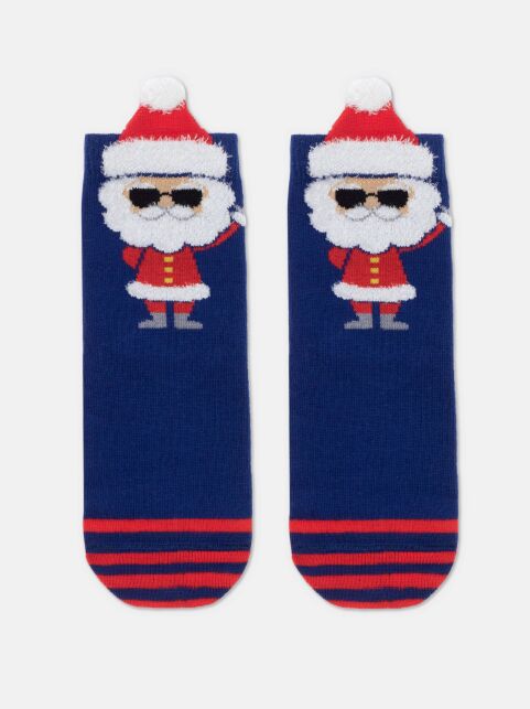 Новогодние синие носки с рисунком "Санта" - купить в интернет-магазине Conte