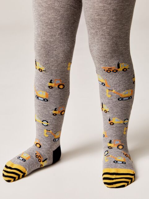 Хлопковые колготки серые TIP-TOP с рисунком "машинки" - купить в интернет-магазине Conte