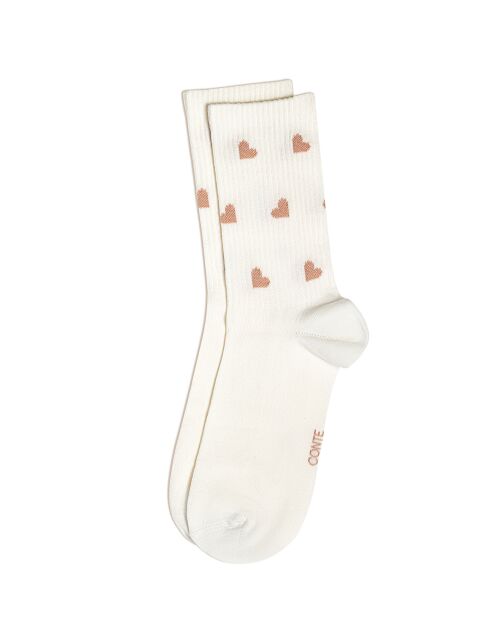 Удлинённые носки ACTIVE из хлопка с рисунком «сердечки» - купить в интернет-магазине Conte