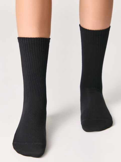 Удлиненные детские носки из хлопка в рубчик - купить в интернет-магазине Conte