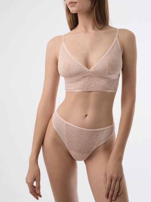 Бюстье с треугольными чашками из анималистичного кружева и сетки SAVAGE LBE 2533 - купить в интернет-магазине Conte