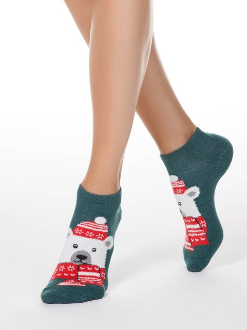 Christmas socks "White bear" with a terry foot and fashionable decor - buy in the online store Conte