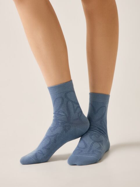 Классические хлопковые носки с рисунком «сердечки» - купить в интернет-магазине Conte