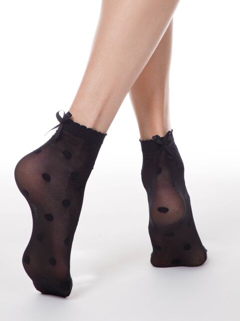 Polka dot socks FANTASY 20 with a decorative bow - buy in the online store Conte