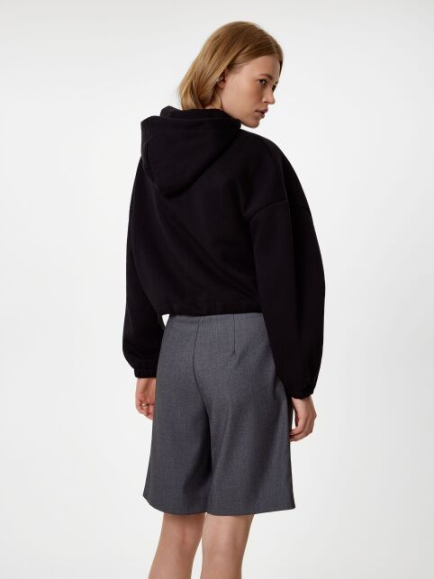 Укороченный джемпер из футера на флисе с капюшоном LD 3233 - купить в интернет-магазине Conte