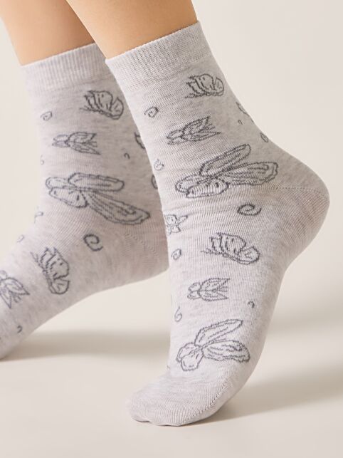 Классические хлопковые носки с рисунком «бабочки» - купить в интернет-магазине Conte