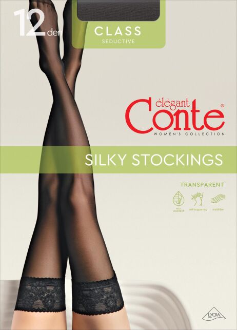 Ultra-thin stockings with openwork elastic band CLASS 12 ( euro-packing) - buy in the online store Conte