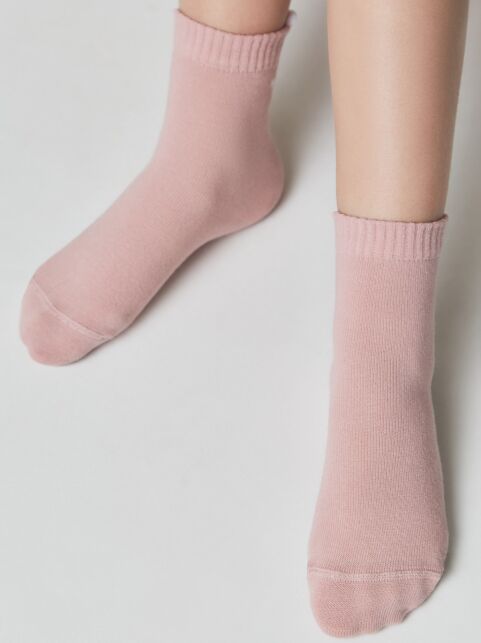 Пепельно-розовые носки из хлопка с декоративным 3D-пикотом “Rabbit” - купить в интернет-магазине Conte