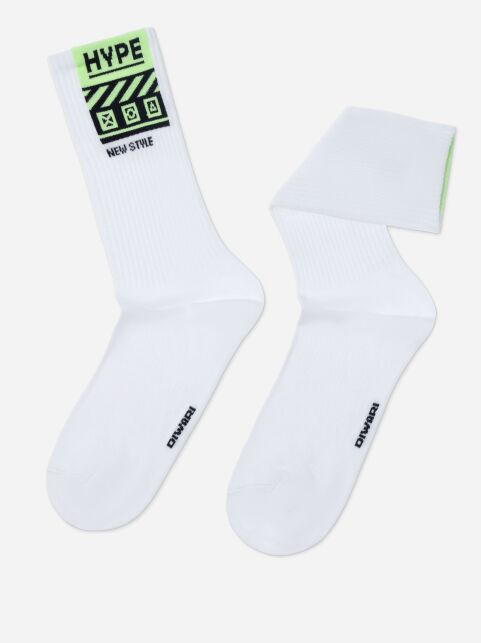 Удлиненные мужские носки из хлопка в рубчик со светонакопительным рисунком «Hype» - купить в интернет-магазине Conte