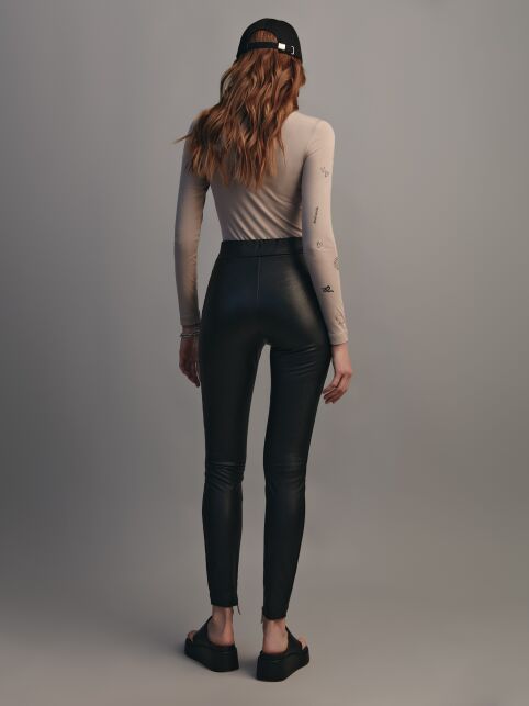 Леггинсы из экокожи на флисе с молниями по низу LLG 1932 - купить в интернет-магазине Conte