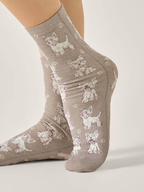 Носки со льном из лимитированной коллекции BEST FRIENDS «Вест-хайленд-уайт-терьер» - купить в интернет-магазине Conte