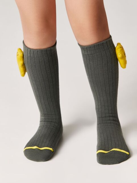 Удлиненные носки в рубчик с декоративной игрушкой «Вear» - купить в интернет-магазине Conte