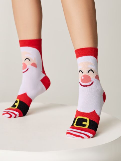 Новогодние женские носки с рисунком «Санта» - купить в интернет-магазине Conte