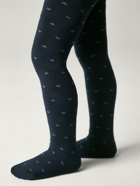 Колготки SOF-TIKI темно синие (махровые внутри) с рисунком "сердечки" - купить в интернет-магазине Conte