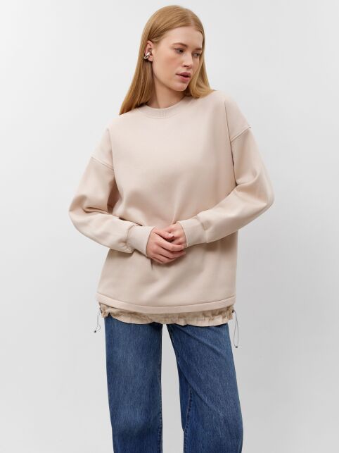 Джемпер из футера с фактурной вставкой по низу LD 3224 - купить в интернет-магазине Conte