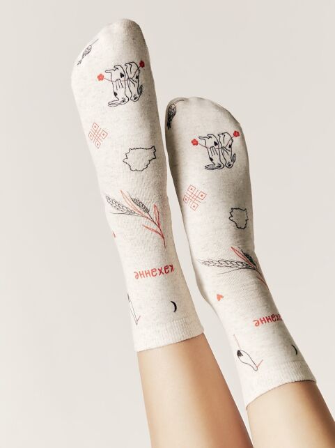 Носки из смесовой пряжи с хлопком и льном «Каханне», модель 641 - купить в интернет-магазине Conte