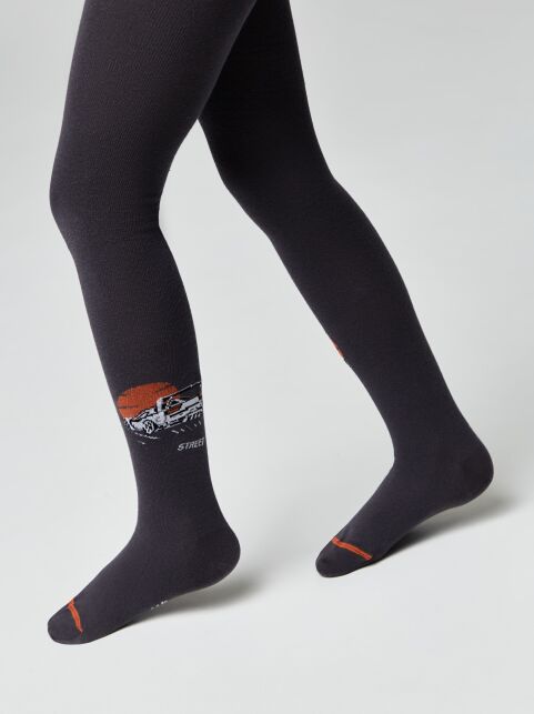 Хлопковые колготки TIP-TOP темно серые с рисунком "гонка" - купить в интернет-магазине Conte