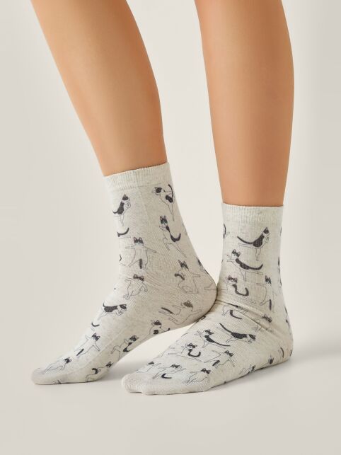 Носки со льном из лимитированной коллекции BEST FRIENDS «Йога-кот» - купить в интернет-магазине Conte