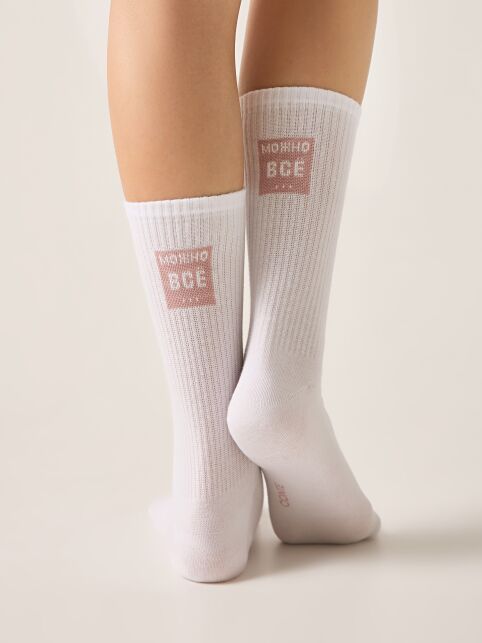 Удлинённые носки ACTIVE из хлопка с надписью "Можно все" - купить в интернет-магазине Conte