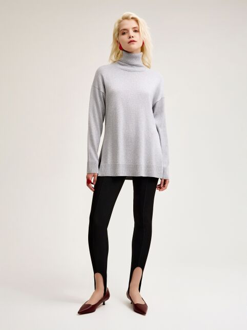 Джемпер с отложным воротником-стойкой и разрезами по бокам LDK 24109 - купить в интернет-магазине Conte