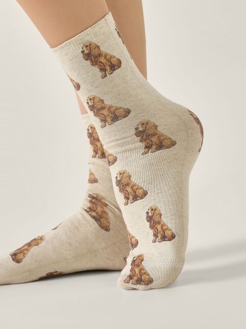 Носки со льном из лимитированной коллекции BEST FRIENDS «Английский кокер-спаниель» - купить в интернет-магазине Conte