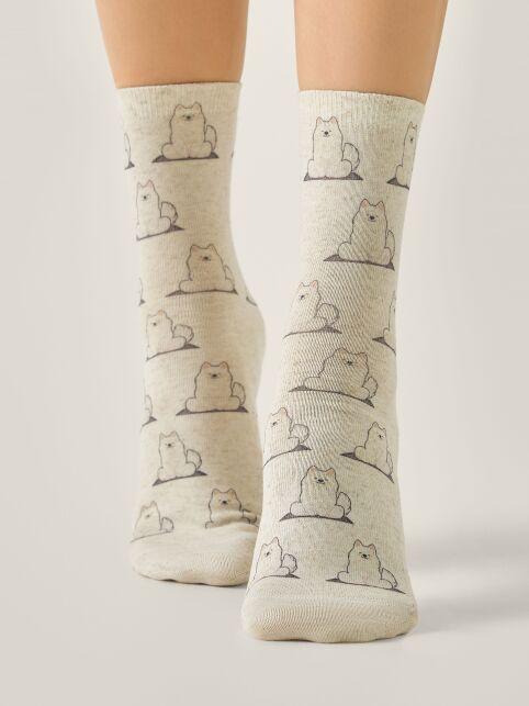 Носки со льном из лимитированной коллекции BEST FRIENDS «Самоед» - купить в интернет-магазине Conte