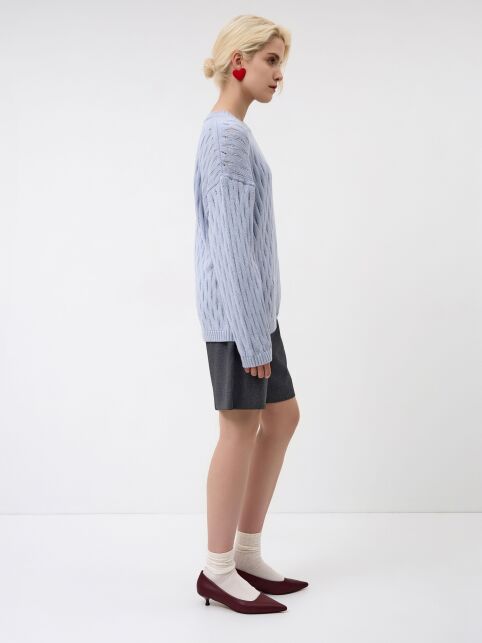 Ажурный джемпер свободного силуэта из пряжи с хлопком LDK 24119 - купить в интернет-магазине Conte