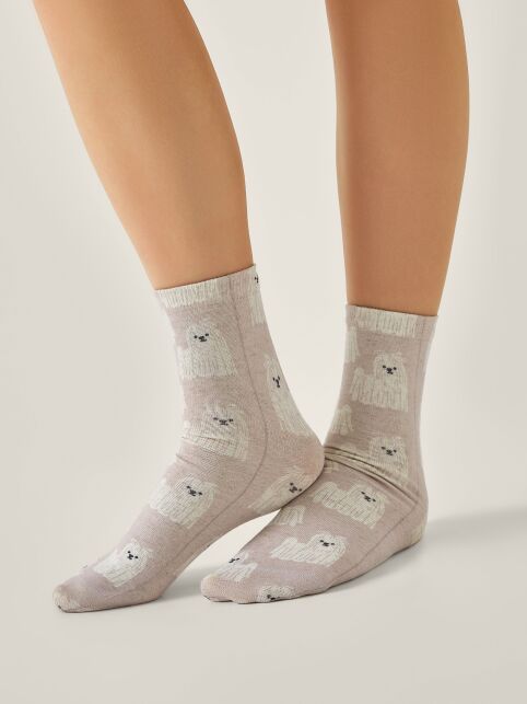 Носки со льном из лимитированной коллекции BEST FRIENDS «Мальтийская болонка» - купить в интернет-магазине Conte