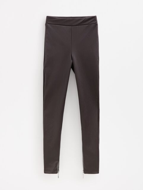 Леггинсы из экокожи на флисе с молниями по низу LLG 1932 - купить в интернет-магазине Conte