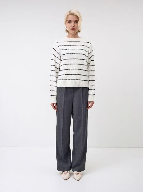 Джемпер объёмного силуэта в полоску из пряжи с хлопком LDK 24114 - купить в интернет-магазине Conte
