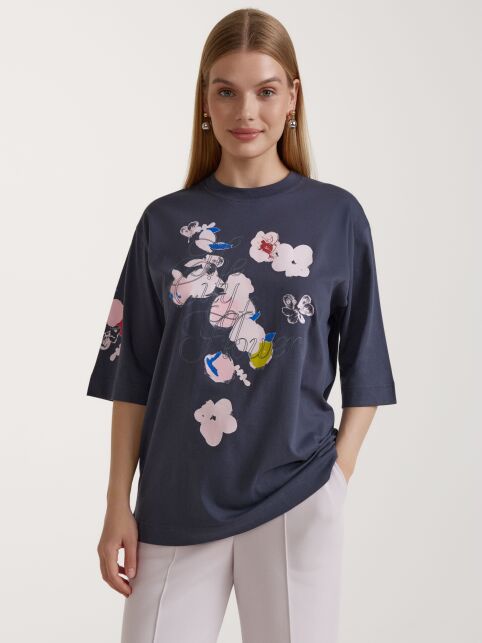 Футболка из хлопка с рисунком «The city flowers» LD 3034 - купить в интернет-магазине Conte