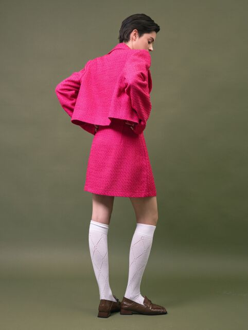 Юбка-mini розовая на запах из твида LU 3274 - купить в интернет-магазине Conte