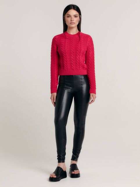 Леггинсы из экокожи на флисе с рельефными швами LLG 1930 - купить в интернет-магазине Conte