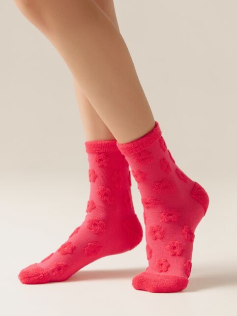 Махровые носки из хлопка с объемным рисунком «цветочки» COMFORT, модель 548 - купить в интернет-магазине Conte