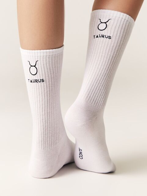 Удлиненные носки в рубчик с вышивкой «Телец» - купить в интернет-магазине Conte